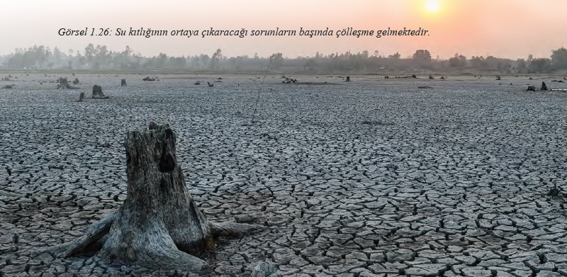 Görsel 1.26 Su kıtlığının ortaya çıkaracağı sorunların başında çölleşme gelmektedir.