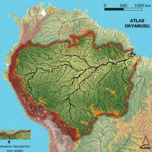 Harita 1.21 Yeryüzünün en geniş akarsu havzalarından biri olan Amazon, aynı zamanda bir açık havzadır.