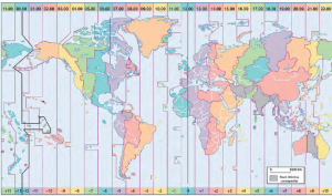 Harita 1.3.1 Uluslararası saat dilimleri (legacy.lib.utexas.edu adresinden yararlanılarak çizilmiştir.)
