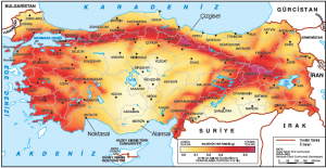 Harita 1.4.7 Türkiye deprem bölgeleri haritasında alansal, çizgisel ve noktasal işaretler (deprem.afad.gov.tr)