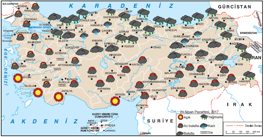 Harita 1.5.1 Türkiye’de bir günlük hava durumu raporu (www.mgm.gov.tr)