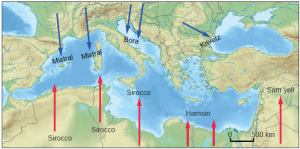 Harita 1.5.12 Akdeniz çevresindeki yerel rüzgârlar