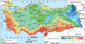 Harita 1.5.19 Türkiye’de yıllık sıcaklık ortalaması (www.mgm.gov.tr)