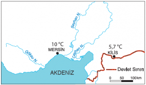 Harita 1.5.2 Mersin ve Kilis’te ocak ayı sıcaklık ortalaması
