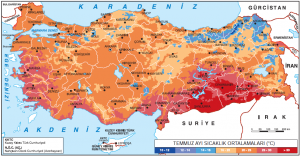 Harita 1.5.21 Türkiye’de temmuz ayı sıcaklık ortalaması (www.mgm.gov.tr)