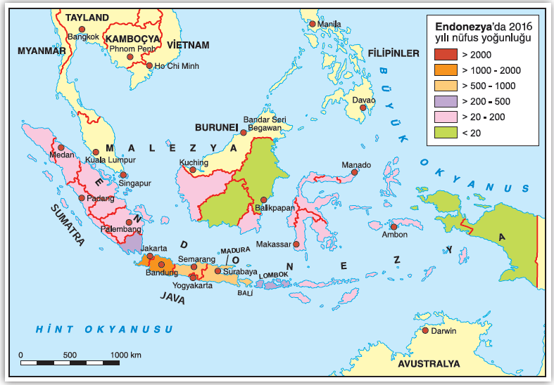 Harita 2.1 Endonezya’da nüfus dağılışı