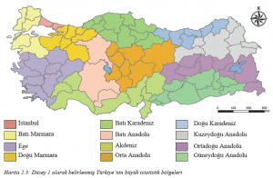 Harita 2.3 Düzey 1 olarak belirlenmiş Türkiye’nin büyük istatistik bölgeleri