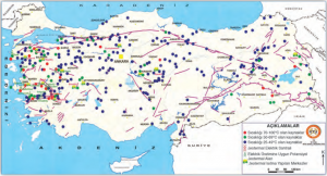 Harita 2.41 Türkiye’nin jeotermal kaynaklarının bulunduğu başlıca yerler