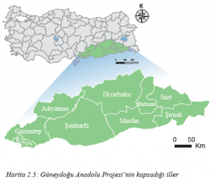 Harita 2.5 Güneydoğu Anadolu Projesi’nin kapsadığı iller