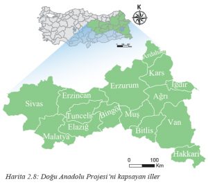 Harita 2.8 Doğu Anadolu Projesi’ni kapsayan iller