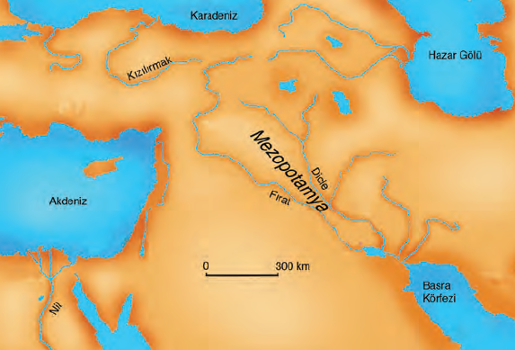 Harita 3.2 İlk uygarlıkların yaşadığı bölgelerden biri Mezopotamya’dır.