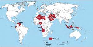 Harita 3.4 Petrol ihraç eden ülkeler, küresel ölçekte pazar alanlarıdır (www.opec.org, adresinden yararlanılarak hazırlanmıştır.).