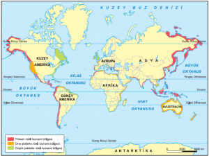 Harita 4.2 Yeryüzündeki başlıca tsunami bölgeleri (www.mapsofworld.com)