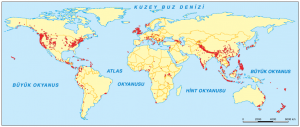 Harita 4.3 Yeryüzündeki başlıca heyelan bölgeleri ( data.nasa.gov)