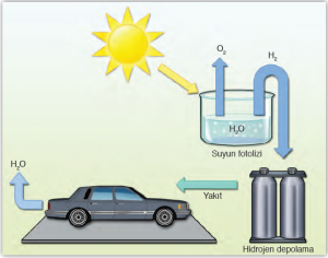 Şekil 4.2 Hidrojen, suyun fotolizi ile de elde edilmektedir.